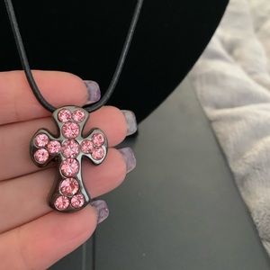 Pink crystal stone necklace